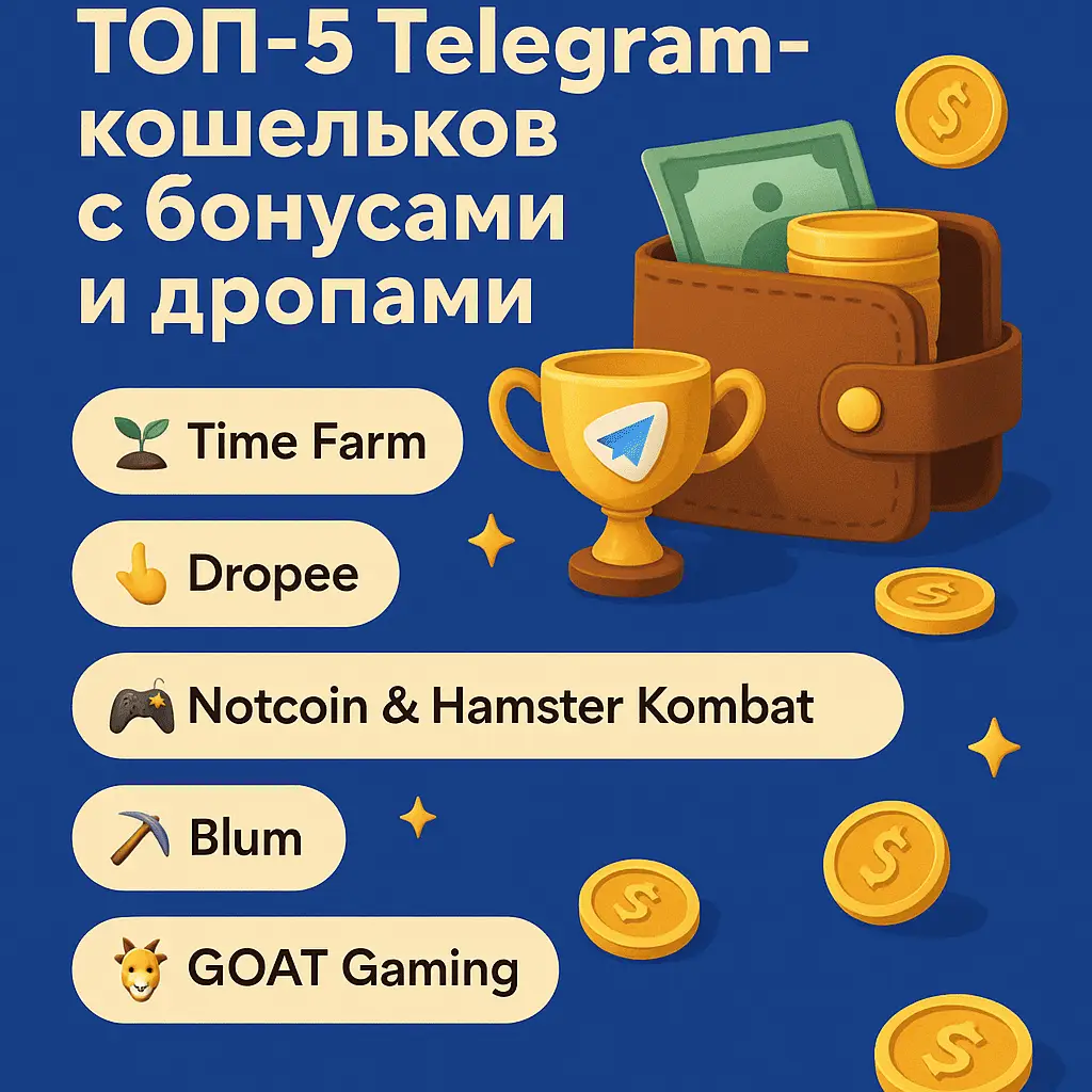 💼 ТОП-5 Telegram-кошельков с бонусами, дропами и мини-приложениями